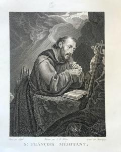 S. FRANCOIS MEDITANT - HENRIQUEZ Benoit Louis - grabado al buril